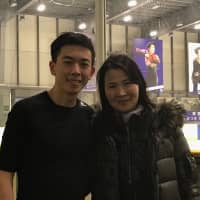 American skater Vincent Zhou, the world bronze medalist, and top coach Mie Hamada, seen at Kansai University\'s rink, have collaborated for the past two seasons in Japan and the U.S. with positive results. Source: Instagram | U.S. NAVY