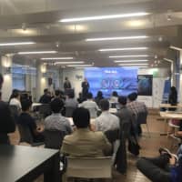 Participants listen to a lecture given by an Italian entrepreneur as part of the Global Startup Program in Fukuoka on Aug. 28. | ITALIAN TRADE AGENCY