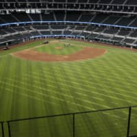 The field at Globe Life Field, the new home of the Rangers, is seen during its first day of public tours on Monday in Arlington, Texas. | USA TODAY / VIA REUTERS