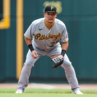 Yoshitomo Tsutsugo, seen playing for the Pirates in July 2022, was released by the Rangers\' Triple-A affiliate on Thursday. | USA TODAY / VIA REUTERS