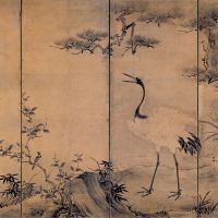 Flora and fauna: \"Birds and Flowers,\" a 16th-century four-fold screen attributed to Kano Shoei (1519-92), one of Hasegawa Tohaku\'s rivals. | &#169; IDEMITSU MUSEUM OF ARTS