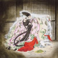 Two\'s company: Genji and his lover the Lady of the Misty Moon in the comic \"Asakiyumemishi\" by Waki Yamato. | &#169; WAKI YAMATO / KODANSHA