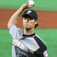 Rough outing: Fighters ace Yu Darvish gives up five runs in 5-1 loss to the Hawks on Friday at Yahoo Dome. | KYODO PHOTO