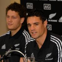 Guest appearance: All Blacks flyhalf Daniel Carter speaks at a news conference in Tokyo on Thursday ahead of Saturday\'s game against Japan. | AFP-JIJI