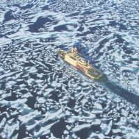 I-spied: The Russian icebreaker-cruise ship Kapitan Klebnikov seen from one of its helicopters plowing through sea ice north of Hokkaido. | MARK BRAZIL