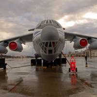 A Russian Il-76 plane is photographed at Ramstein Air Base in Germany in this 2007 file image. The missing plane was a fire-fighting model operated by Russia\'s Emergencies Ministry. | U.S. AIR FORCE