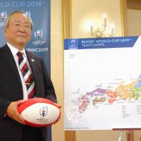 2019 Rugby World Cup organizing committee chief executive Akira Shimazu poses at a news conference on Wednesday. | KYODO