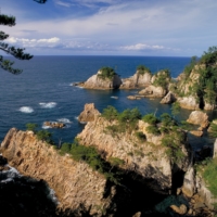 The Uradome Coast features cliffs, rocks and caverns sculpted over centuries by the Sea of Japan.