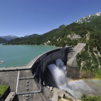 Tourists can watch huge amounts of water being released from Kurobe Dam in summer and early autumn.