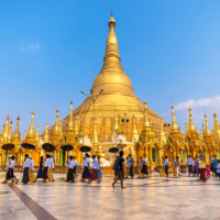 A novitiation ceremony in front of Shwedagon Pagoda in Yangon. | MYANMAR MINISTRY OF HOTELS AND TOURISM