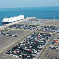 The sprawling Patimban Port Car Terminal is capable of accommodating thousands of cars. | JICA