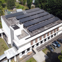 The Pacific Climate Change Centre in Apia is fully powered by the sun, with 20% of the solar panels on its roof funded by Japan. | PCCC