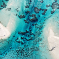 Aerial view of islands in Tonga