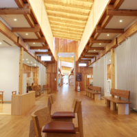 The town hall in Kiso, Nagano Prefecture, is built with hinoki and other varieties of lumber.