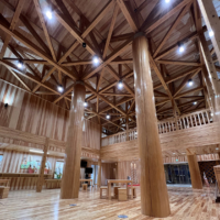 Built with lumber produced from locally grown hinoki and sugi, the Tochigi Prefecture Forestry Academy opened in April.
