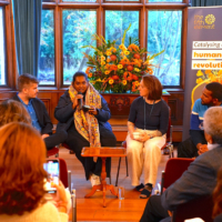 Participants take part in a panel discussion on Youth Voices on Systems Transformation during the Taplow Court conference in October. | MONE TAKAYAMA